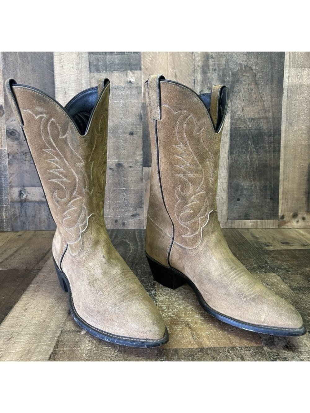 Laredo Vintage Suede Roughout Western Cowboy Boots Mens 10 EE
